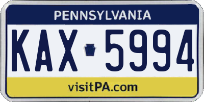 PA license plate KAX5994