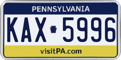PA license plate KAX5996