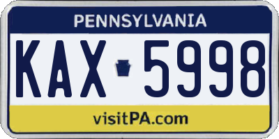 PA license plate KAX5998