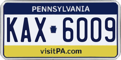 PA license plate KAX6009