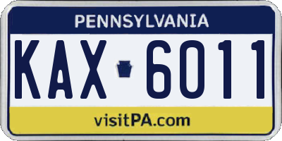 PA license plate KAX6011