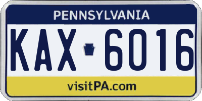 PA license plate KAX6016