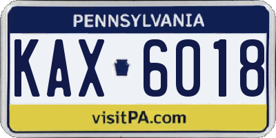 PA license plate KAX6018