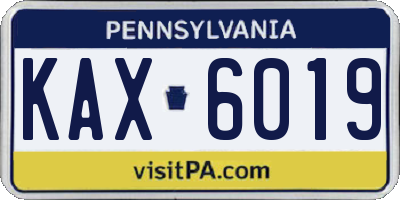 PA license plate KAX6019