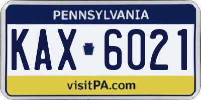 PA license plate KAX6021