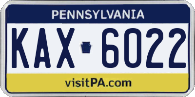 PA license plate KAX6022