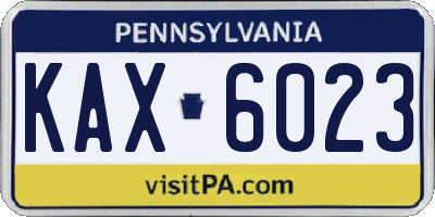 PA license plate KAX6023
