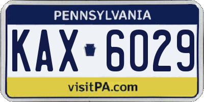 PA license plate KAX6029