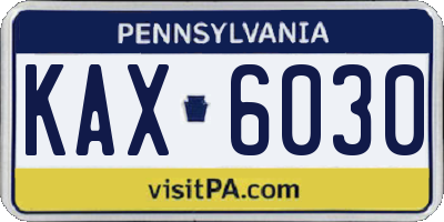 PA license plate KAX6030