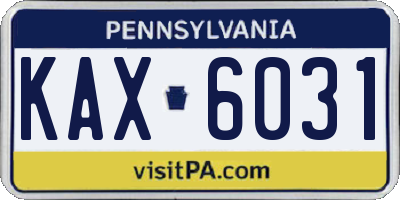 PA license plate KAX6031