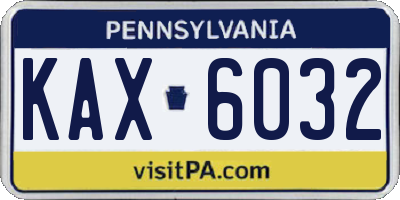 PA license plate KAX6032