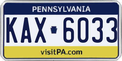 PA license plate KAX6033