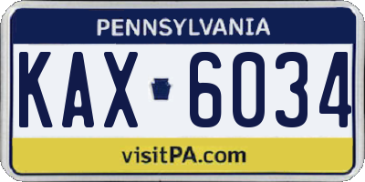 PA license plate KAX6034