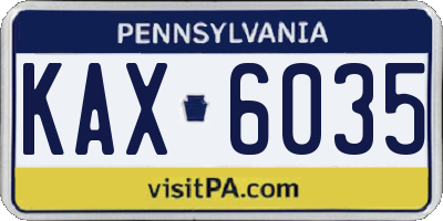 PA license plate KAX6035
