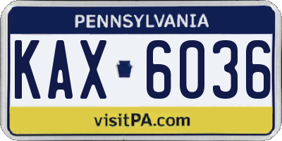 PA license plate KAX6036