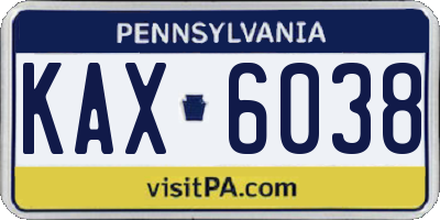 PA license plate KAX6038
