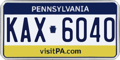 PA license plate KAX6040