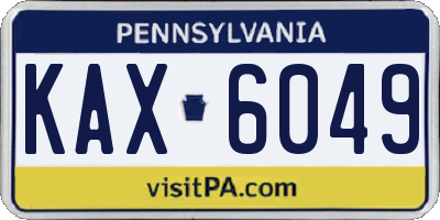 PA license plate KAX6049