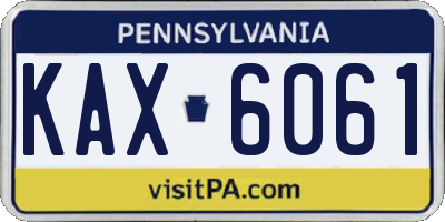 PA license plate KAX6061