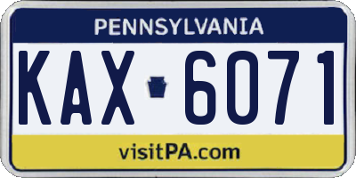 PA license plate KAX6071