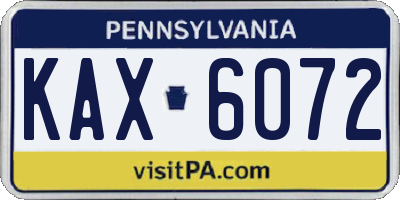 PA license plate KAX6072