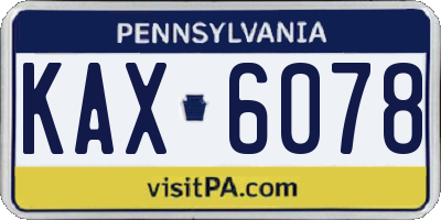 PA license plate KAX6078