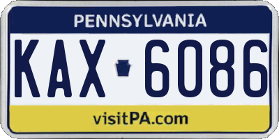 PA license plate KAX6086
