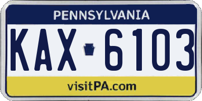 PA license plate KAX6103