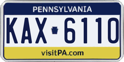 PA license plate KAX6110