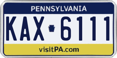 PA license plate KAX6111