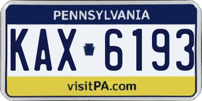 PA license plate KAX6193