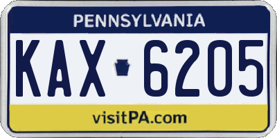 PA license plate KAX6205