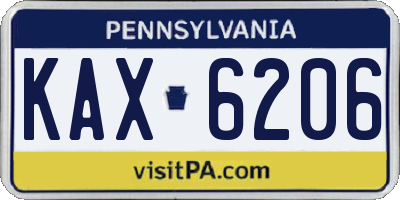 PA license plate KAX6206
