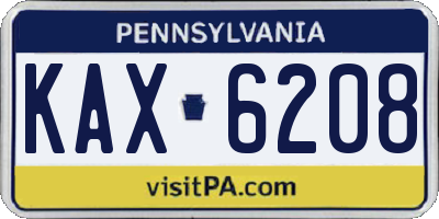 PA license plate KAX6208