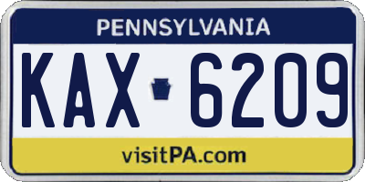 PA license plate KAX6209