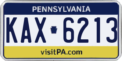 PA license plate KAX6213