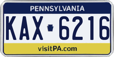 PA license plate KAX6216