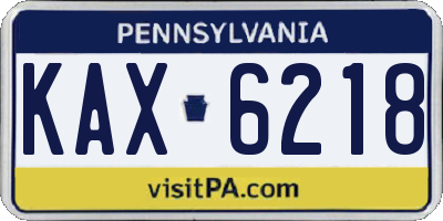 PA license plate KAX6218