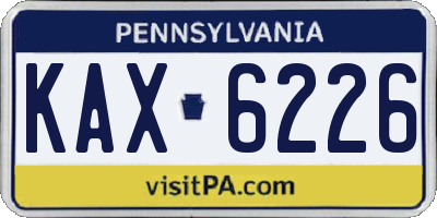 PA license plate KAX6226