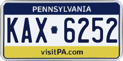 PA license plate KAX6252