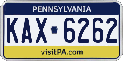 PA license plate KAX6262
