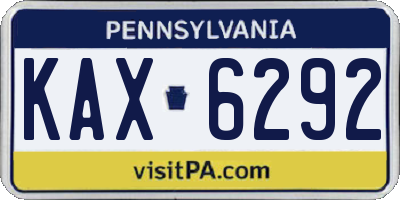 PA license plate KAX6292