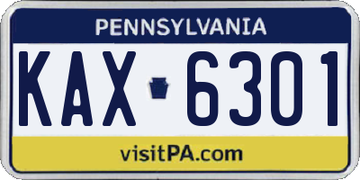 PA license plate KAX6301