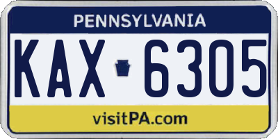 PA license plate KAX6305