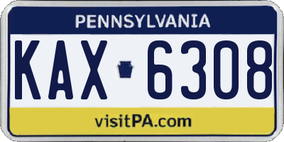 PA license plate KAX6308