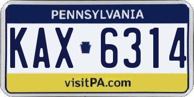 PA license plate KAX6314