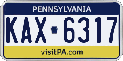 PA license plate KAX6317