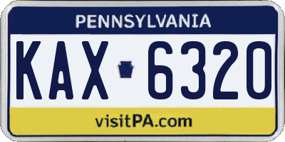 PA license plate KAX6320