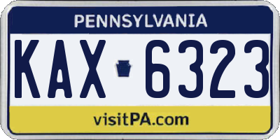 PA license plate KAX6323