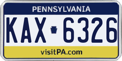 PA license plate KAX6326